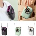 Lightweight 5 Speeds Mini Hanging Neck Fan Wide-Angle Airflow Digital Power Display Portable Cooling Fan Fanless Design with Stand Handheld Electric Fan for Sports. 