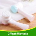 Double-Sided Facial Cleansing Brush in Blue | Silicone Acne & Blackhead Remover | Deep Skin Cleanser Tool | Soft Face Exfoliator & Massager | Reusable Pore Cleaning Brush for Gentle Daily Skincare & Makeup Removal. 