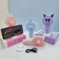 Sanrio Cartoon Portable Handheld Small Fan Cute Mini Kuromi Melody Children Students Desktop Small Electric Fans. 