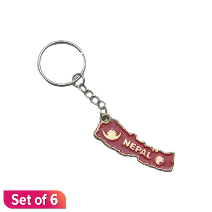 Nepal Map Design Key Ring Set Of 6