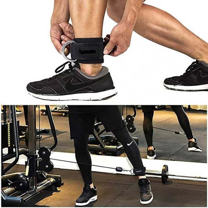 2pcs Sport Ankle Strap Fitness Ankle Support Padded D-ring Ankle Cuffs for Gym Workouts Cable Machines Leg Exercises ( Design may Vary slightly)