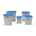 Bagmati Set Of 5 Big Sized Rectangular Plastic Container | Multipurpose Transparent Plastic Container With Air Tight Lid - 5 Pcs. 