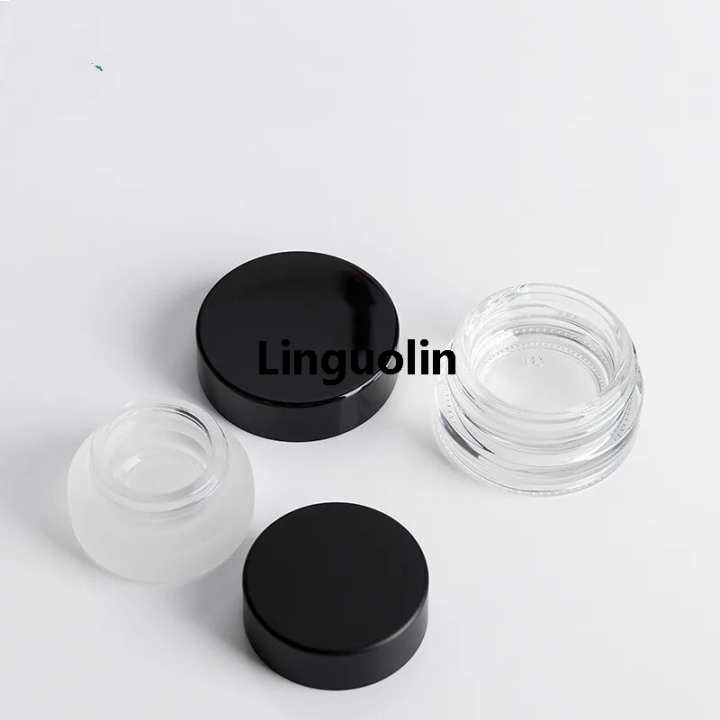 Linguolin%202025%203g%205gTransparent%20mini%20glass%20cream%20bottle%20cosmetic%20clear%20sample%20travel%20filled%20container%20with%20black%20lid%20-%20Image%202