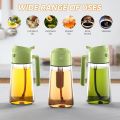 2-in-1 Oil Sprayer and Dispenser Bottle, 500ml Glass Oil Spray Bottle with Premium Nozzle for Air Fryer, Roasting and Frying, Cooking, Kitchen Use. 