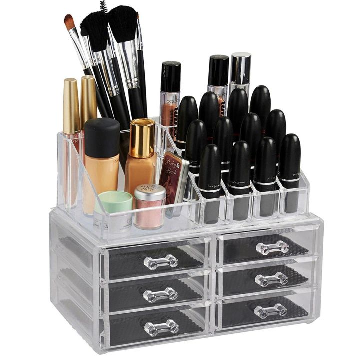 6-Drawer 3-Tier Layers Clear Acrylic Cosmetic Rack Organizer | Daraz.com.np