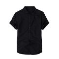 Black Half Sleeves Plain Cotton Shirt For Men. 