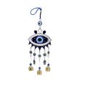 Evil Eye Pendant Bell Blessing Fortune Hanging Wind Chime Decoration, Lucky Ornament Home Garden Hanging Wind Bells for Wall Window Door Housewarming Gifts. 