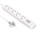dodocool Multiplug Extension Lead with 4 USB Ports Surge Protection Power Strip with 4.92 ft Extension Cord, On/Off Switch LED Indicator. 