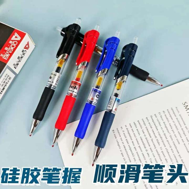 Aode%20Mei%20350%20Black%20and%20Red%20Retractable%20Bullet%20Tip%200.5mm%20Office%20Student%20Exam%20Gel%20Pen%20-%20Image%202
