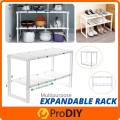 Multifunction Two Layers Space Arrangement Frame Adjustable kitchen Rack. 