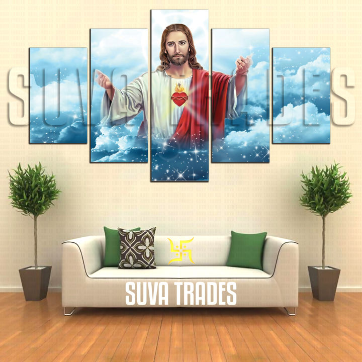 5%20Piece%20Panel%20Jesus%20Christian%20Wall%20Hang%20God%20Canvas%20Art%20with%20Frame%20by%20Suva%20Trades%20-%20Image%203