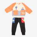 Orange/Black Winter Jacket And Trouser 3 Pcs Set For Baby. 
