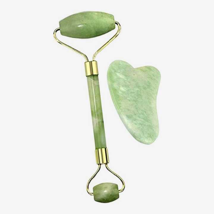 Facial Massage Jade Roller with Small Size Gua Sha Stone Scraper Set Face Eyes Body Guasha Massager