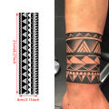 Black and White Arm Ring Geometry Temporary Tattoo Men Women Half Arm Personality Thigh Waterproof Tattoo Stickers Eshylala. 
