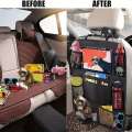 1pc Car Backseat Organizer With Clear Tablet Holder, 10 Storage Pockets Seat Back Protectors Kick Mats Travel Accessories. 