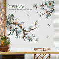 Ink Wash Flower Tree Wall Stickers For Living Room Bedroom Home Background Wall Decor Self-adhesive Vinyl Sticker Wallpaper. 
