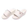 White Border Glitter Vincci Wedge Sandal For Women. 