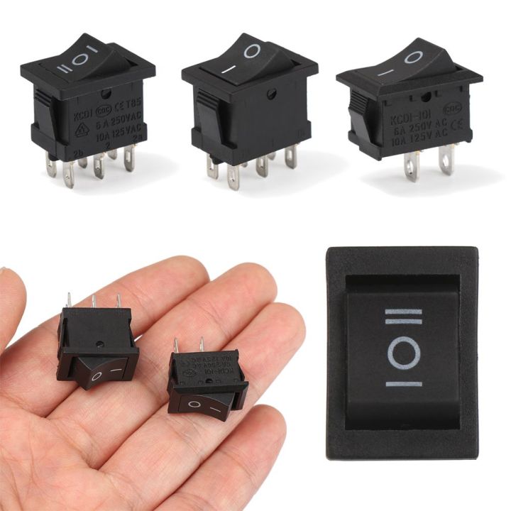 5Pcs Black SPST On/Off Rocker Switch Push Button Switches KCD1 Power Buttons 15x21mm