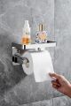 Anti-Rust Stainless Steel Toilet Paper Holder with Phone Shelf – Wall-Mounted Bathroom & Kitchen Paper Rack for Modular Spaces. 