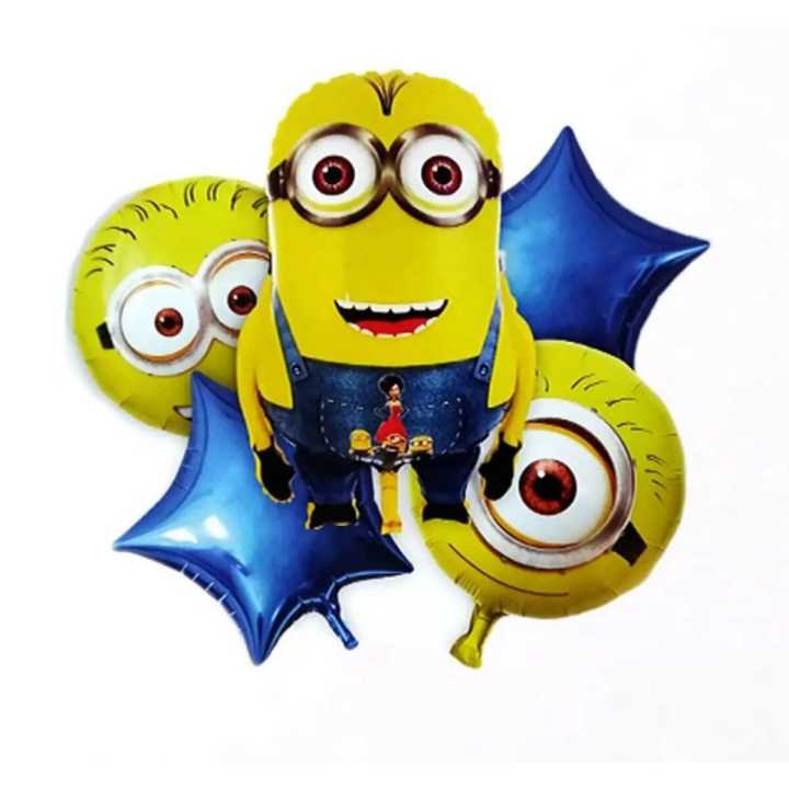 5 Pcs Minion Theme Foil Balloon Party Decoration Set