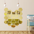 12Pcs/Set 3D Mirror Wall Stickers Home Decor Hexagon Acrylic Mirror Sticker DIY Mural Removable Room Decal. 