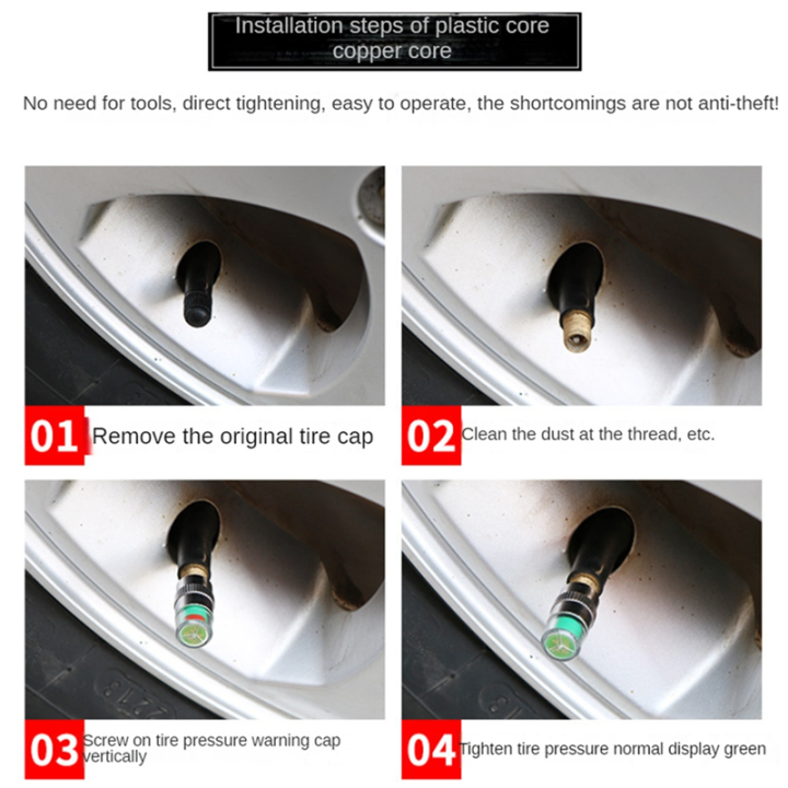 NCANRUI%208Pc%20Car%20Tire%20Pressure%20Indicator%20Tire%20Pressure%20Gauge%20Indicator%20Alert%20Monitoring%20Valve%20Cap%20Sensor%20External%20Valve%20Detection%20-%20Image%207