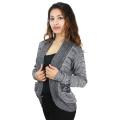 Grey Textured Back Net Shrug For Women. 