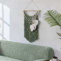Nullmul Bohemian Style Wall Decoration Tapestry Leaf Tassel Tapestry Braided Chic Hand Woven Bohemian Green. 