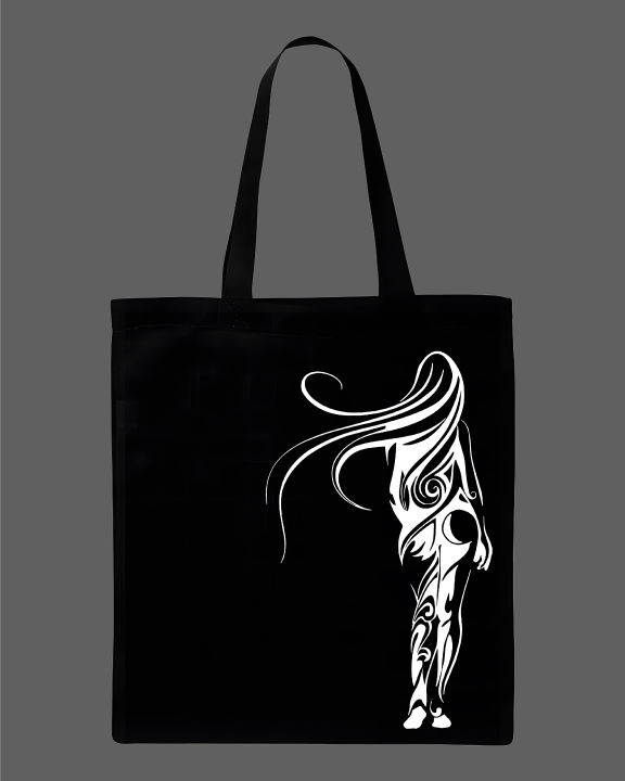 Elegant%20Tribal%20Girl%20Printed%20Tote%20Bag%20%E2%80%93%20Artistic%20Silhouette%20Design%20%7C%20Black,%20White%20-%20Image%203