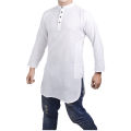 White Cotton Long Kurta For Men. 