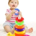 9 Color Rings Tower Baby, Colorful Rainbow Tower, Children Stacking Ring. 