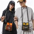 Portable Nylon Drawstring Crossbody Bag Square Men Messenger Bag Couple Gift Lightweight Mini HandBag Student. 