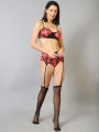Fancyra Women Elegant Lingerie Tease Sophie Plaid Set with Stocking. 