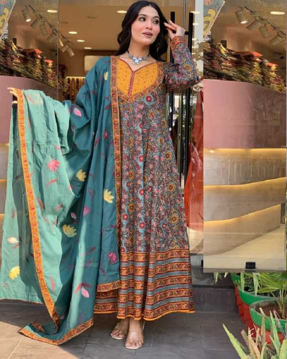 Fabdale Women’s Viscose Rayon A-Line Printed Ethnic Top Pant Dupatta ...