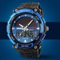 SKMEI 1049 New Fashion Sports Multifunction Solar Power Dual Display Outdoor Waterproof Digital Watch For Men  - Black/Blue. 