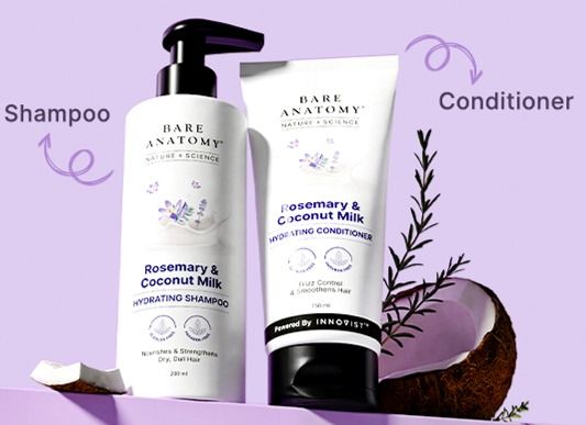 Bare-Anatomy Rosemary & Coconut Milk Hydrating Shampoo and Conditioner combo, 350ml