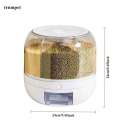 1, 360 ° rotating candy dispenser, large capacity 33pound storage bucket, multiple compartments, moisture-proof and insect proof. 