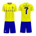 Cristiano Ronaldo 7 Al Nassr Yellow Home Kit Jersey. 