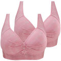 Bra buckle comfort bra Midoonsei pleated push-ups ultra-thin, middle-aged and elderly underwear, three-row ladies. 