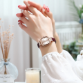 Fashion Square Rhinestone Leather Quartz Watch Light Luxury Waterproof Ladies Wristwatch Girlfriend Gift Women Accessory. 