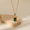 Spunky Add-ons Square Solid Green Color Pendant  Stainless Steel Necklace For Women. 