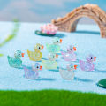 Mini Glitter Clear Duck Ornament Cute Resin Craft Desktop Colorful Duck Figure Figurine Statue Dollhouse Garden Microlandscape Decoration. 