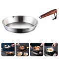 Flat Bottom 304 Stainless Steel Frying Pan Wooden Handle Oven Safe Cooking Pan Small Nonstick Omelette Pan Chef. 