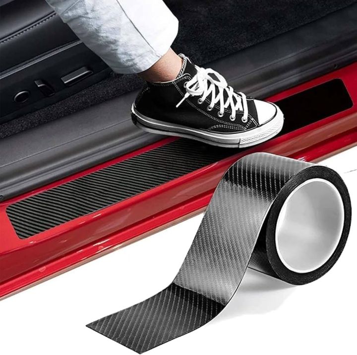 3D Looks Black Carbon Fiber Style Waterproof Car Seal Strip Door Edge Cover Guard Anti-Scratch Step Decoration Cover Tape -5 M