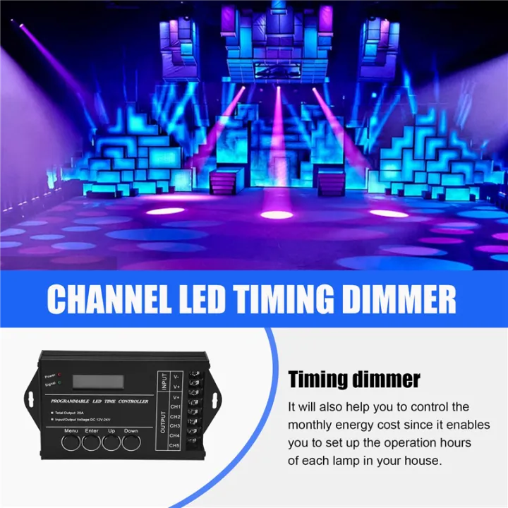 Led Timing Panel programmable RGB LED Controller DC12V-24V 5 Channel LED Timing dimmer ...