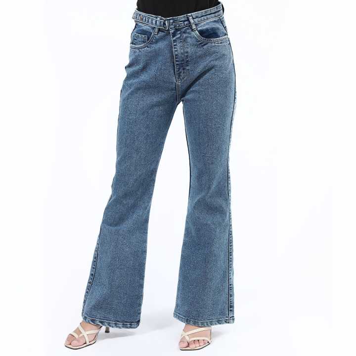 Blue Color Jeans Belly Pant For Women