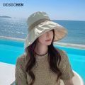 DISICHEN Portable 2023 new Women's bucket hat Solid bow style Panama caps fashion luxury hat fisherman hat Ladies summer sun Travel Beach Hat. 