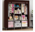 3 Layer Folding- Storage Wardrobe Model-88130 Portable Foldable Fabric Wardrobe Closet Storage Organizer For Clothes Rack Colour- Brown. 
