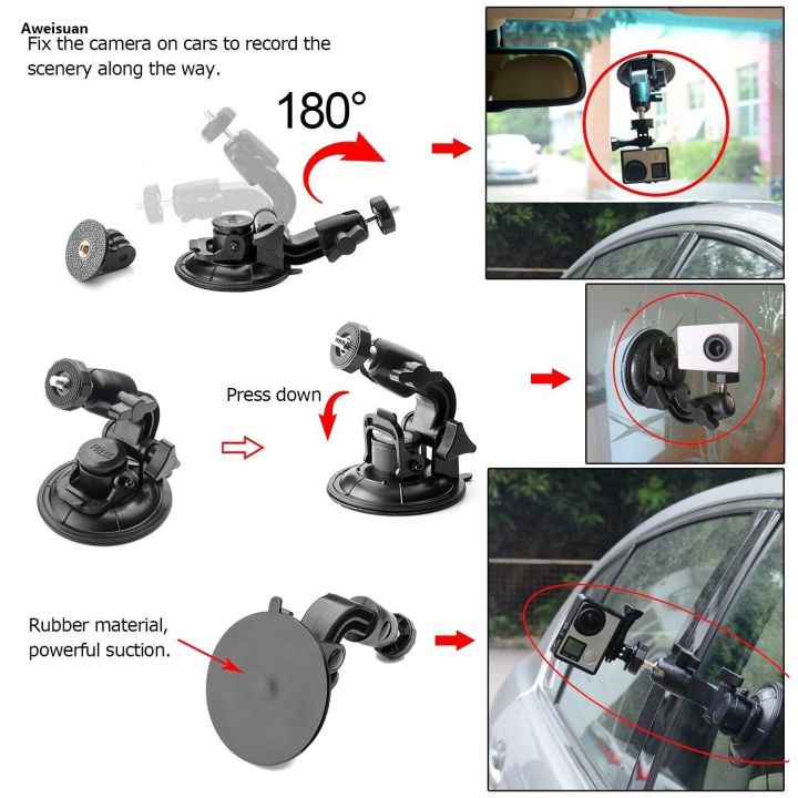 Aweisuan%209CM%20Car%20Suction%20Cup%20Universal%20Phone%20Holder%20Adjustable%201/4%20Adapter%202025%20For%20GoPro%2013%2012%2011%2010%209%20Insta360%20Osmo%20Action%205%204%203%20Smart%20phone%20-%20Image%202