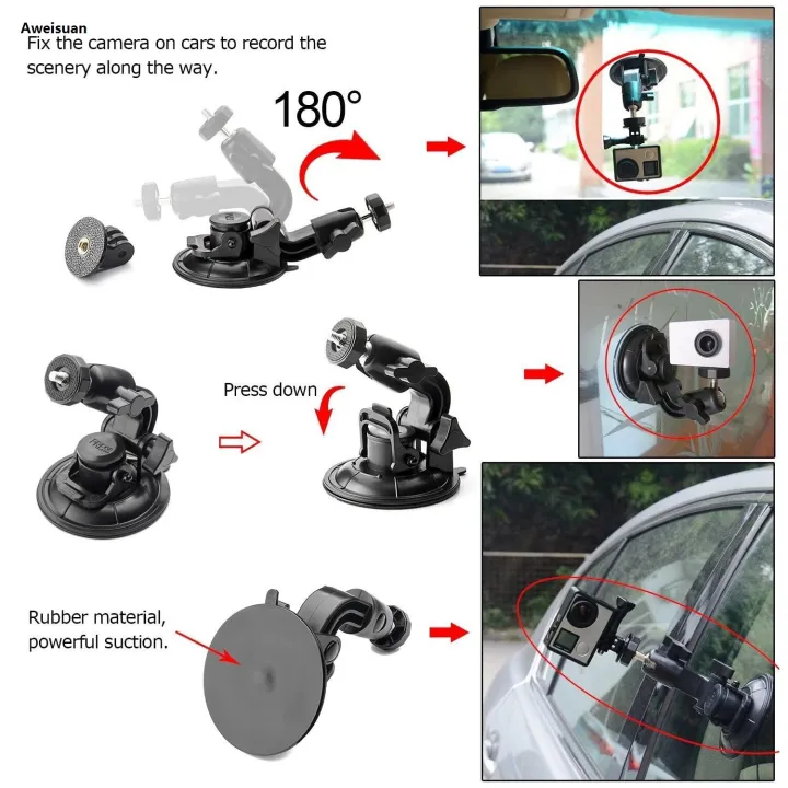 Aweisuan%209CM%20Car%20Suction%20Cup%20Universal%20Phone%20Holder%20Adjustable%201/4%20Adapter%202025%20For%20GoPro%2013%2012%2011%2010%209%20Insta360%20Osmo%20Action%205%204%203%20Smart%20phone%20-%20Image%202